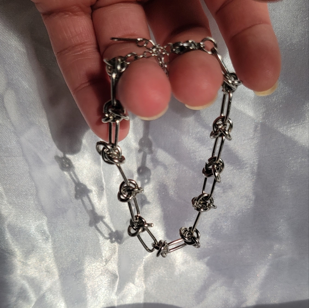 Barbed wire silver Plated bracelet with extender chain women's costume jewelry - Picture 2 of 2